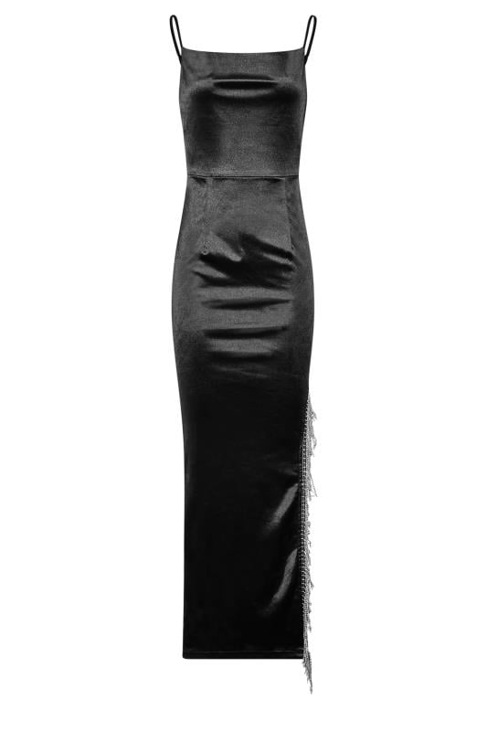 LTS Tall Black Maxi Diamante Spilt Slip Dress | Long Tall Sally 7