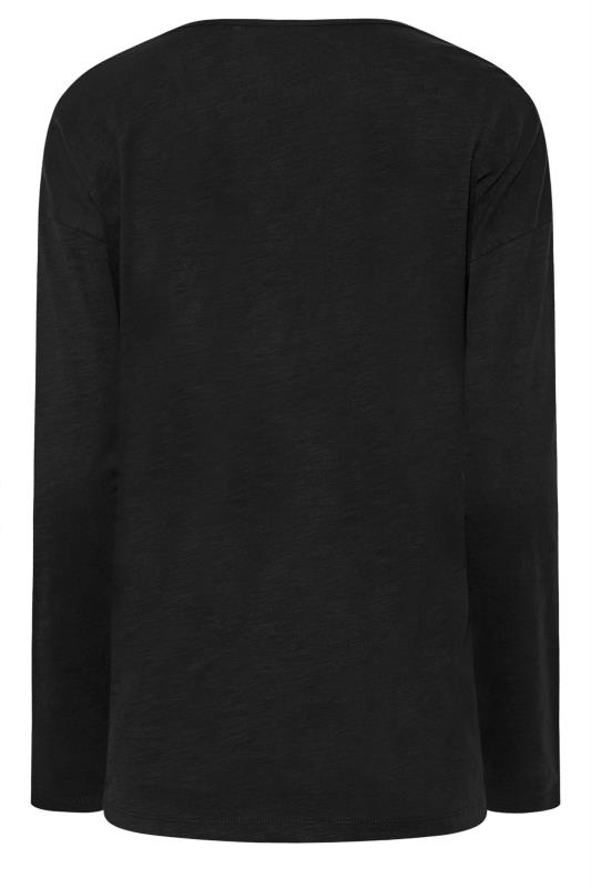 LTS Tall Women's Black V-Neck Long Sleeve Cotton T-Shirt | Long Tall Sally 7