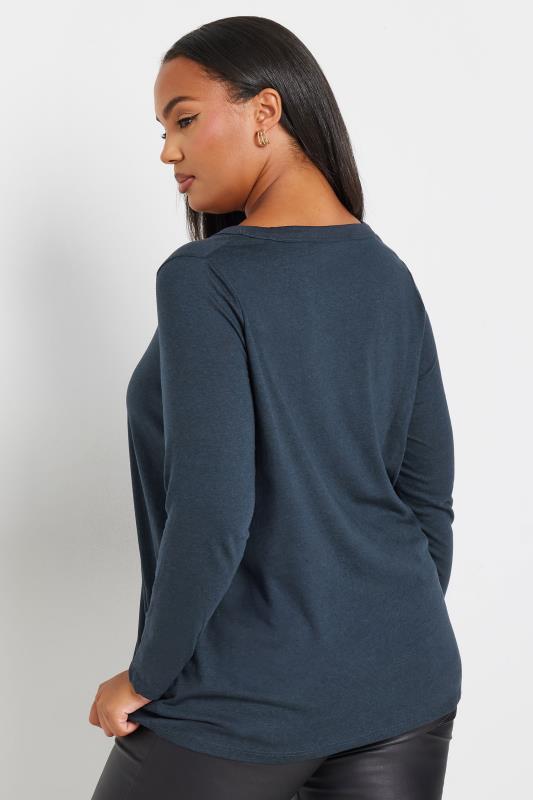 YOURS Plus Size Navy Blue Marl Long Sleeve Top | Yours Clothing 3