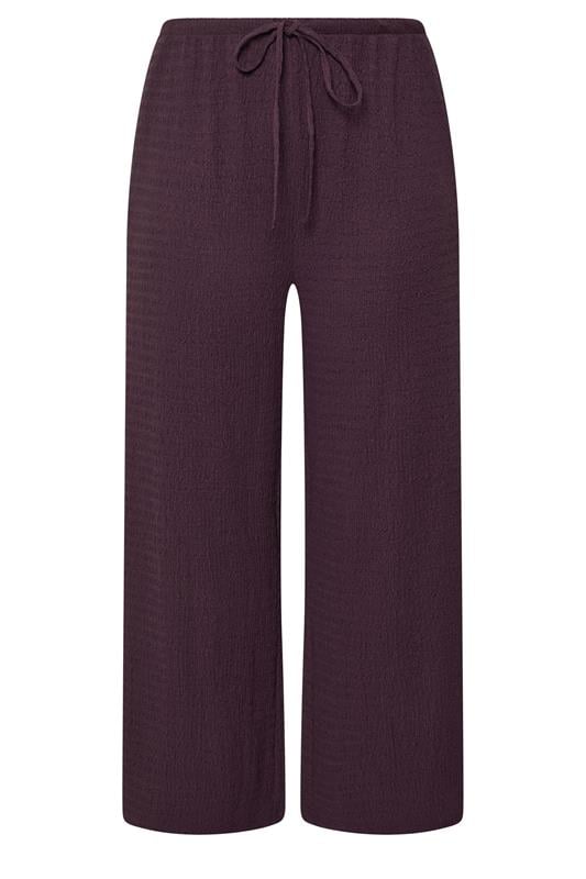 YOURS Plus Size Purple Wide Leg Crinkle Trousers | Yours Clothing 6