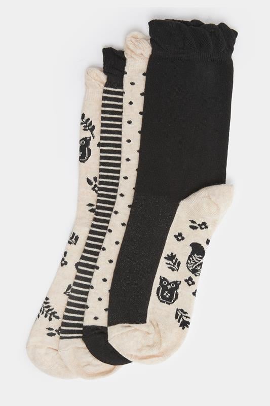 YOURSET 4 PACK Curve Natural Brown Woodland Socks