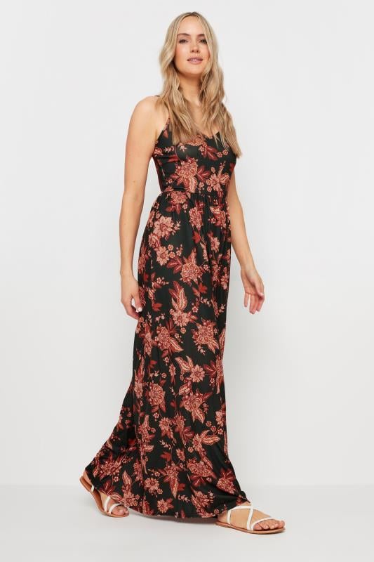 LTS Tall Women's Black & Red Paisley Print Strappy Maxi Dress | Long Tall Sally 1