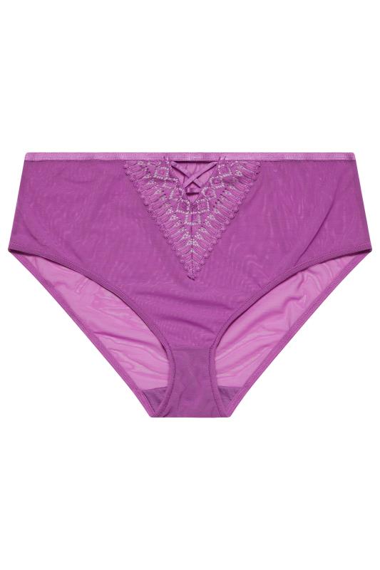 YOURS Plus Size Pink Lace Front Full Briefs | Yours Clothing 5