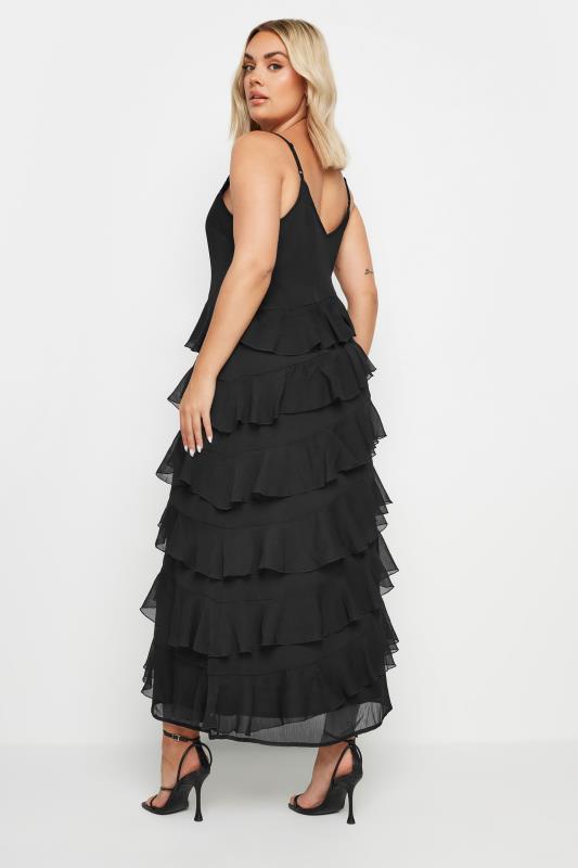 LIMITED COLLECTION Plus Size Black Frill Maxi Dress | Yours Clothing 3