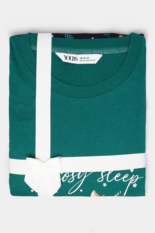 YOURS Plus Size Set Green 'Cosy Sleep Club' Woodland Pyjama Gift | Yours Clothing 6