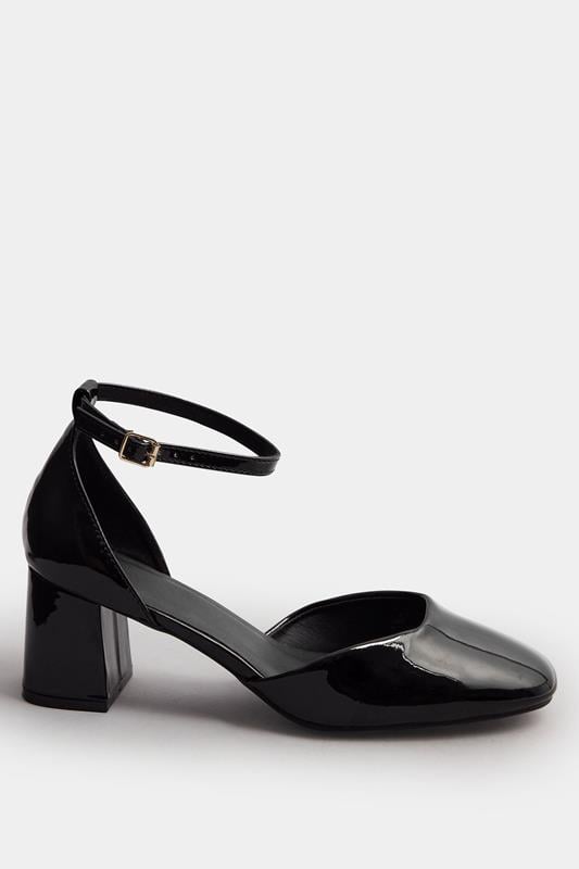 Black Patent Block Mary Jane Heels In Extra Wide EEE Fit | Yours Clothing 2