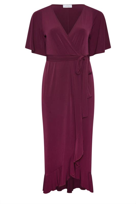 YOURS LONDON Plus Size Wine Red Ruffle Hem Maxi Dress | Yours Clothing 5