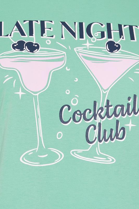 YOURSET 2 PACK Plus Size Green Cocktail Print Sleep Tee Nightdresses | Yours Clothing 11
