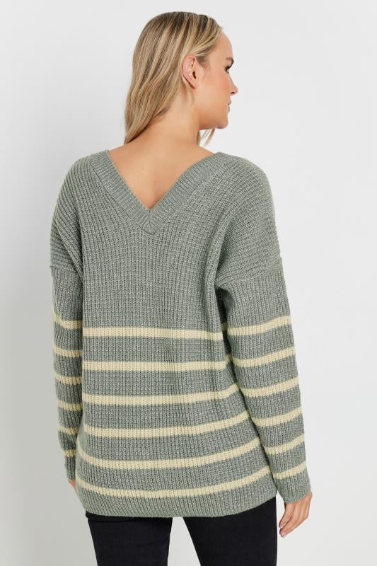 LTS Tall Womens Grey V-Neck Stripe Jumper | Long Tall Sally  3