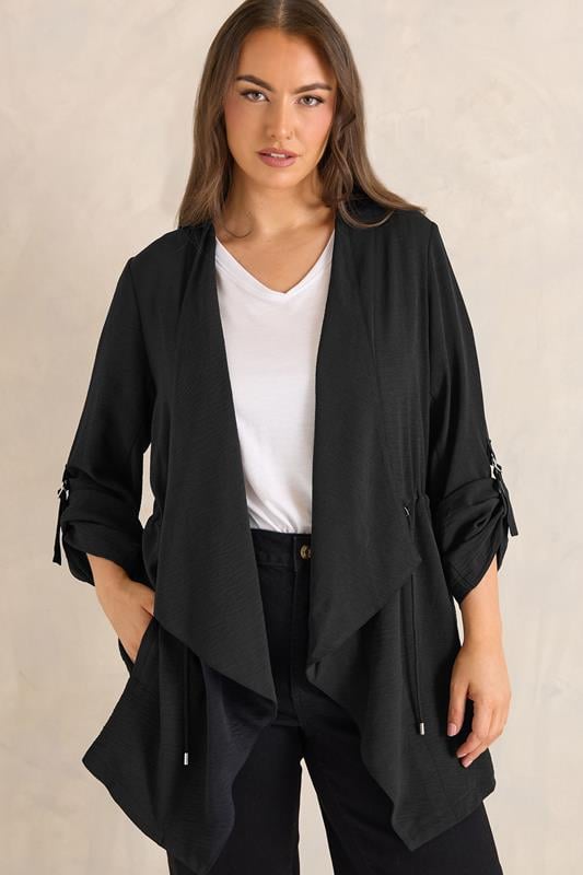 Plus Size  EVANS Curve Black Lightweight Waterfall Jacket