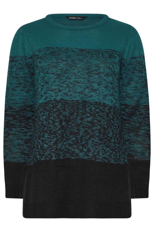 YOURS Plus Size Teal Blue Colourblock Jumper 5