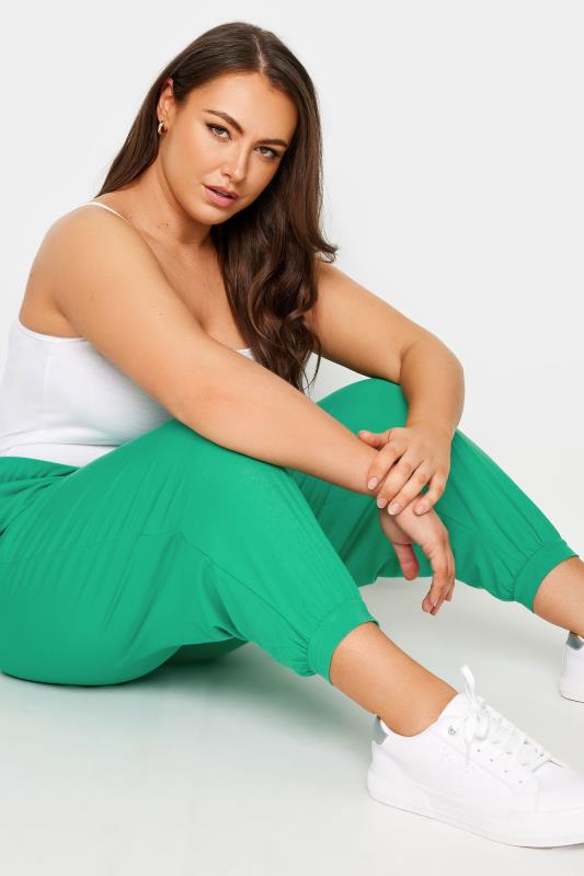 YOURS Plus Size Green Cropped Harem Joggers | Yours Clothing 5