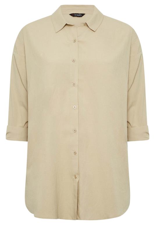 YOURS Plus Size Beige Brown Linen Shirt | Yours Clothing 6