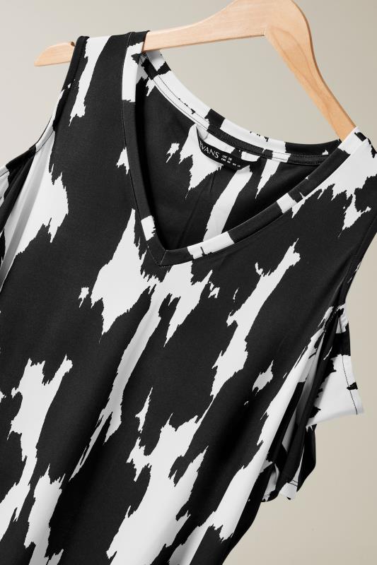 EVANS Plus Size Black Abstract Print Cold Shoulder Top | Evans 7