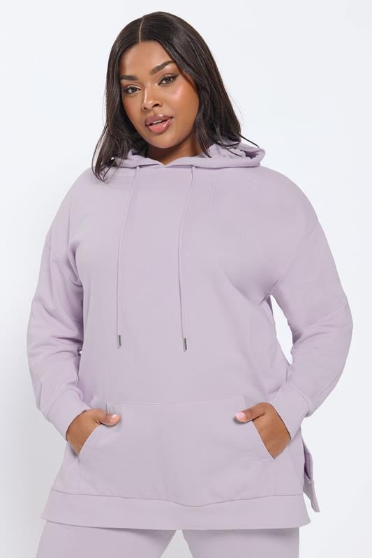 Plus Size  YOURS Curve Light Purple Pocket Front Hoodie