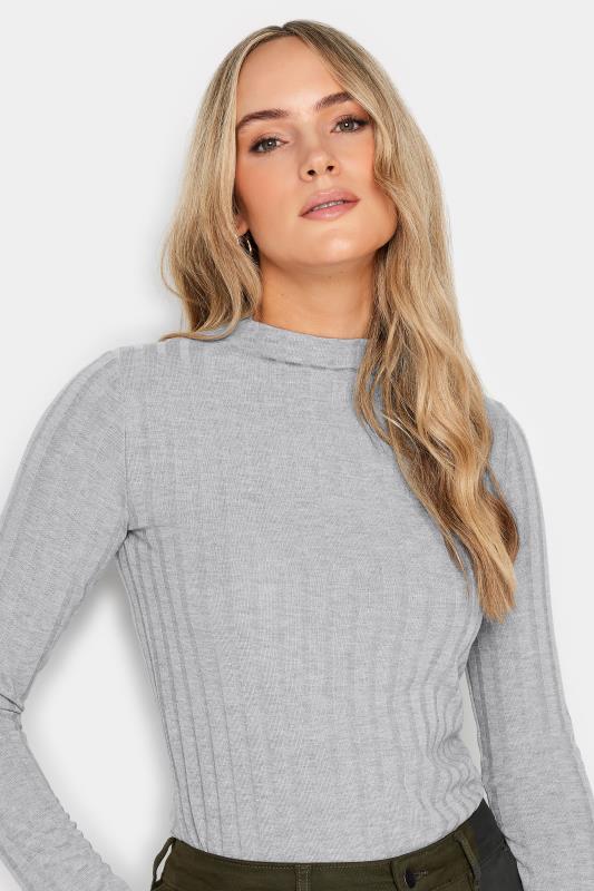 LTS Tall Women's Grey Ribbed High Neck Top | Long Tall Sally 3