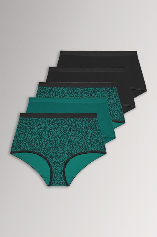 YOURSET 5 PACK Curve Teal Green Animal Print Full Briefs