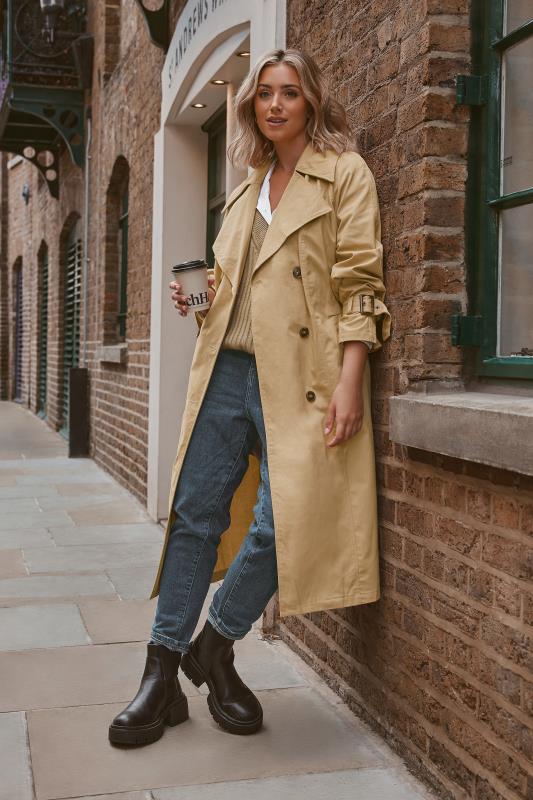 YOURS Plus Size Beige Brown Trench Coat | Yours Clothing 1