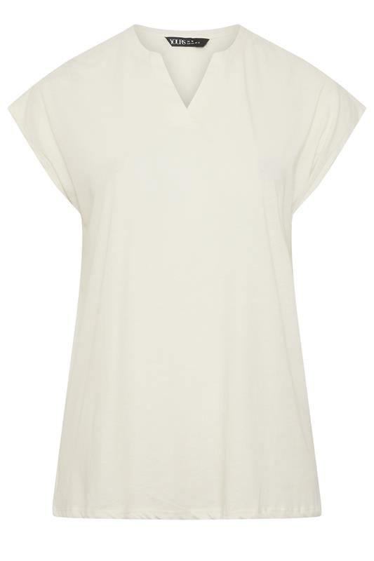 YOURS Plus Size Ivory White Notch Neck T-Shirt | Yours Clothing 5