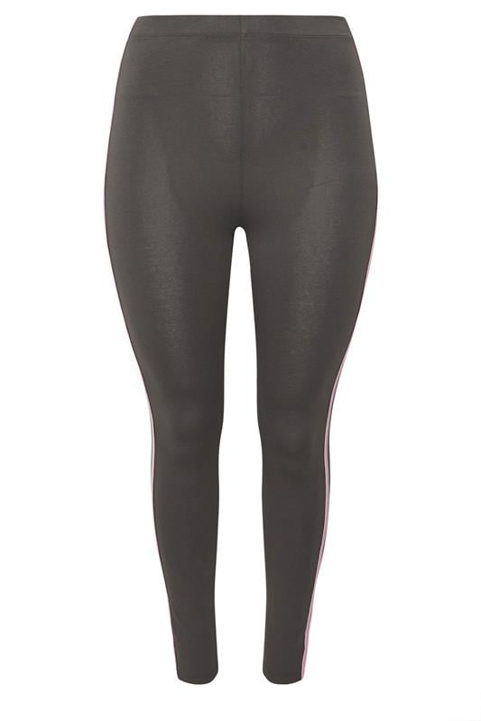 YOURS ACTIVE Plus Size Grey Side Stripe Leggings | Yours Clothing 9