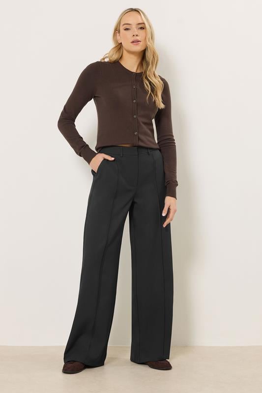 LTS Tall Black Seam Front Wide Leg Trousers