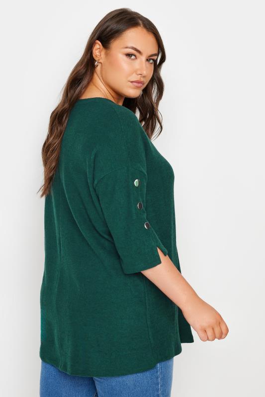 YOURS Plus Size Green Soft Touch Button Top | Yours Clothing 3