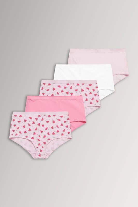  YOURSET 5 PACK Curve Pink Watermelon Print Full Briefs