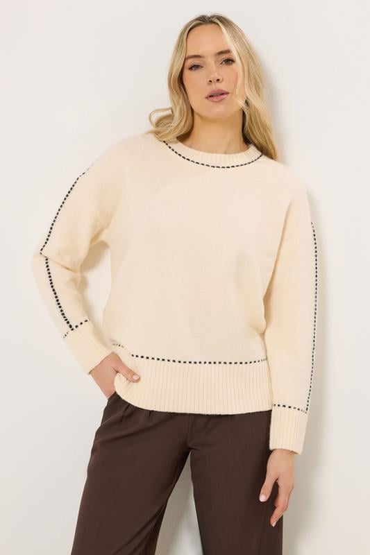  LTS Tall Ivory White Stitch Detail Jumper
