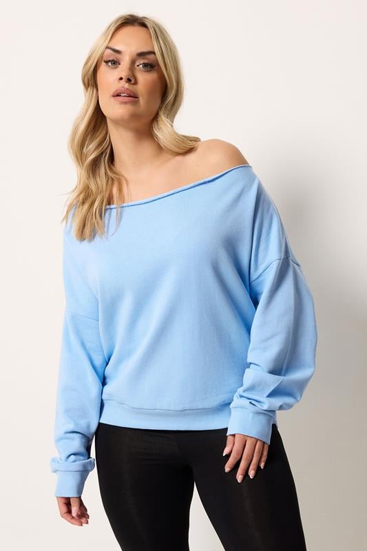 YOURS Curve Light Blue Off Shoulder Sweatshirt