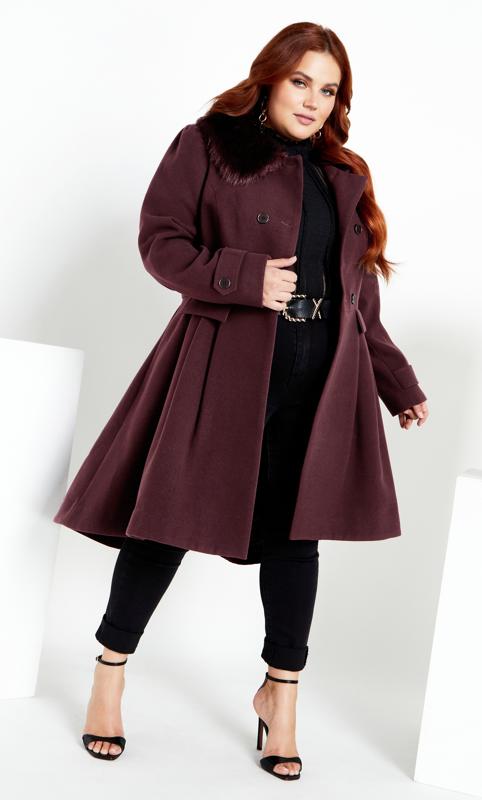 Plus Size  City Chic Purple Faux Fur Coat