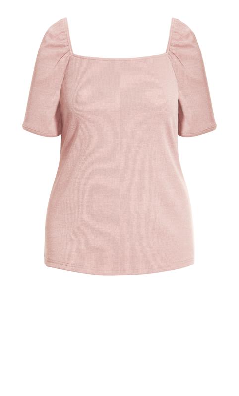 Evans Dusty Rose Pink Ribbed T-Shirt 4