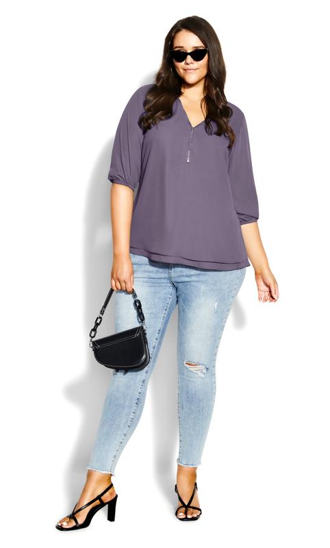 Sexy Fling Slate Elbow Sleeve Top 1