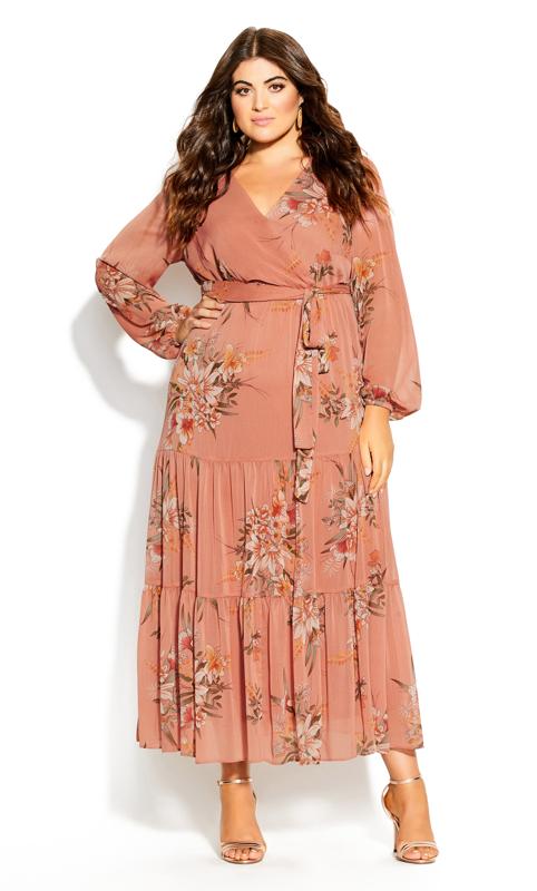 City Chic Pink Floral Tiered Maxi Dress 1