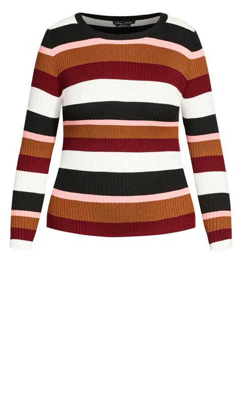Ribbed Stripe Red Sweater 2
