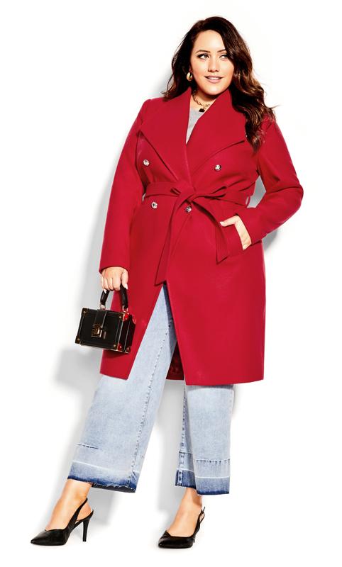 City Chic Red Military Coat 3