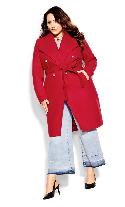 City Chic Red Military Coat 4