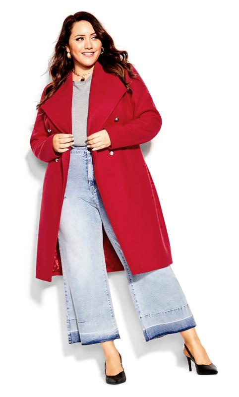 City Chic Red Military Coat 5