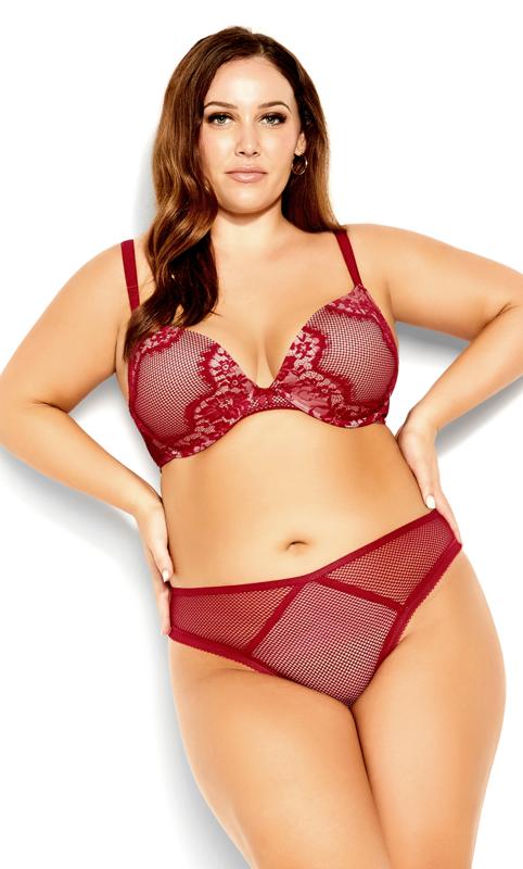Plus Size  City Chic Ruby Red Lace Thong