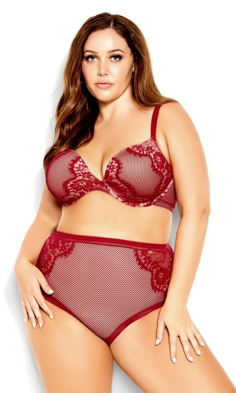 Plus Size  City Chic Ruby Red Lace Hi-Briefs