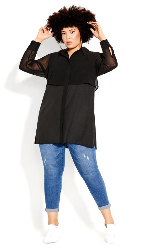 Evans Black Sheer Shirt 4