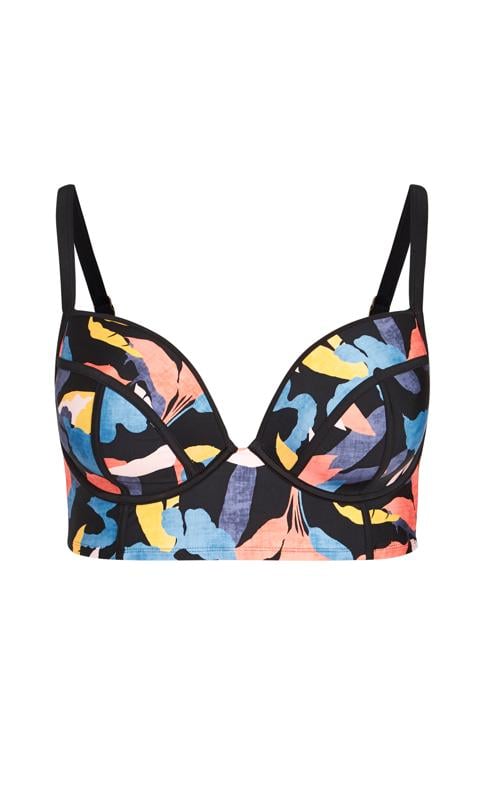 Evans Black Floral Print Underwired Bikini Top 2