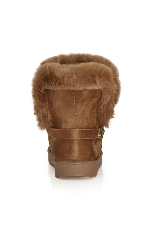 Avenue WIDE FIT Brown Faux Fur Lined Ankle Boots 3