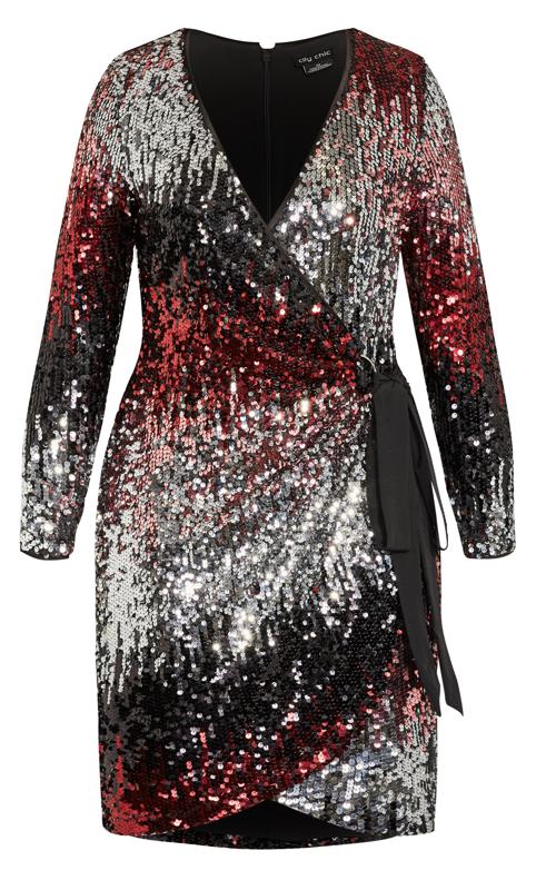 Evans Black Sequin Embellished Wrap Dress 3