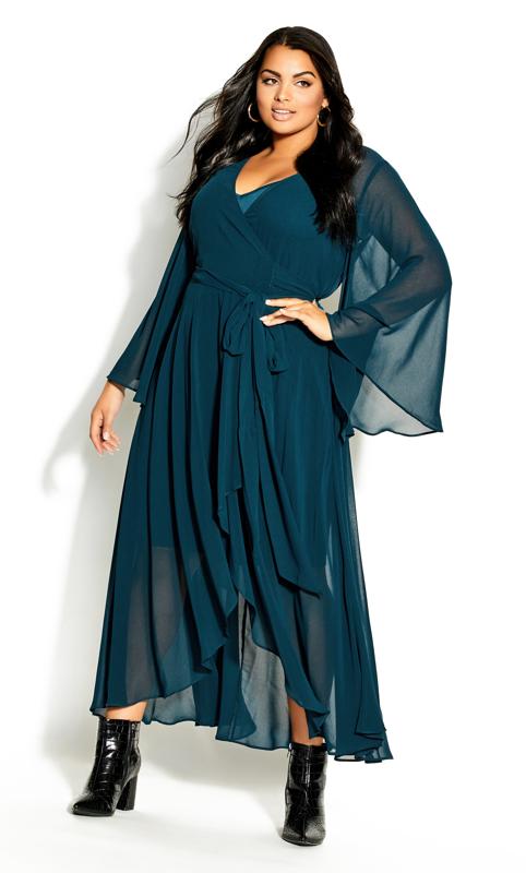 Plus Size  City Chic Forest Green Fleetwood Maxi Dress