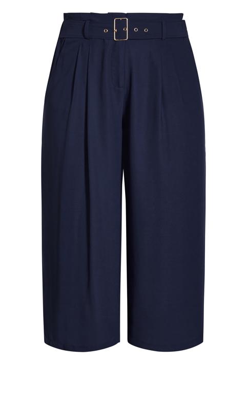 Easy Navy Belted Crop Trouser 2