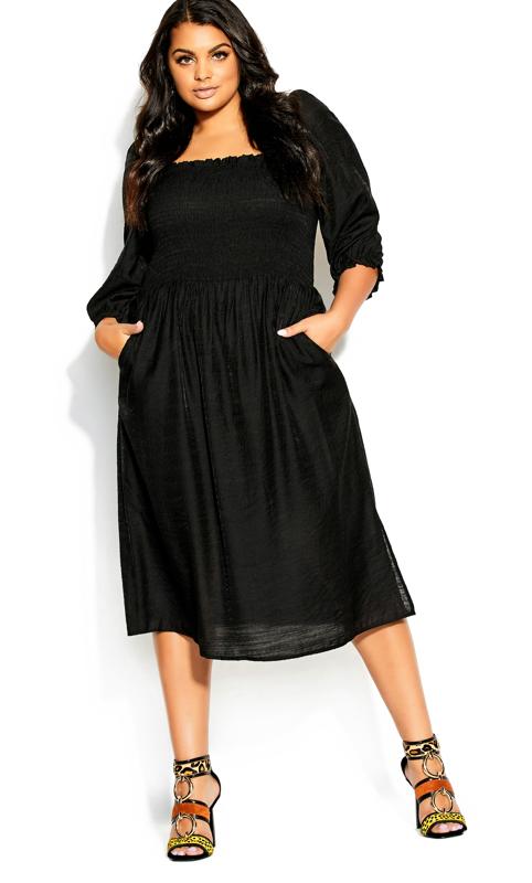 Plus Size Black Fearless Midi Dress 1