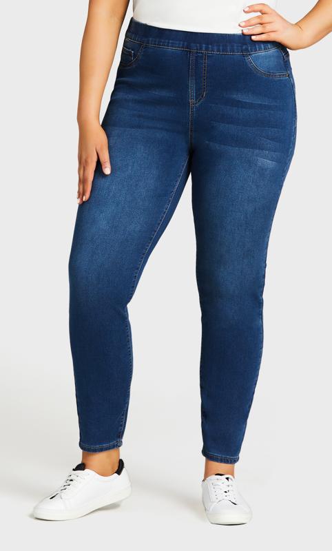 Avenue Blue Mid Wash High Rise Jeggings - Tall 3
