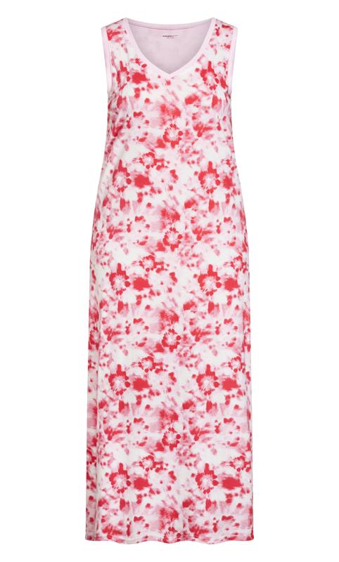 Plus Size Print Maxi Sleep Dress Pink Tie Dye 2