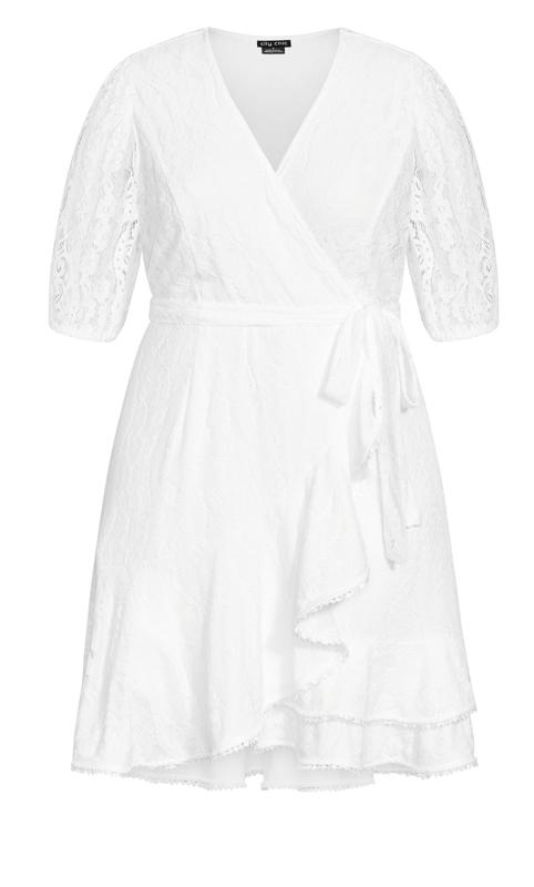 White Faux Wrap Sweetie Sleeve Dress 4