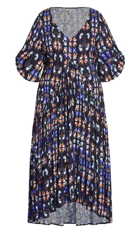 Evans Black & Blue Butterfly Print Midi Dress 4